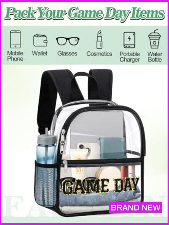 Clear Backpack Stadium Approved Small Travel Concert Bag Water Bottle Holder main image 4
